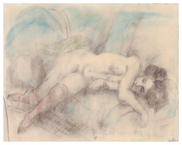 Femme nue se reposant
, pastel by Jules PASCIN